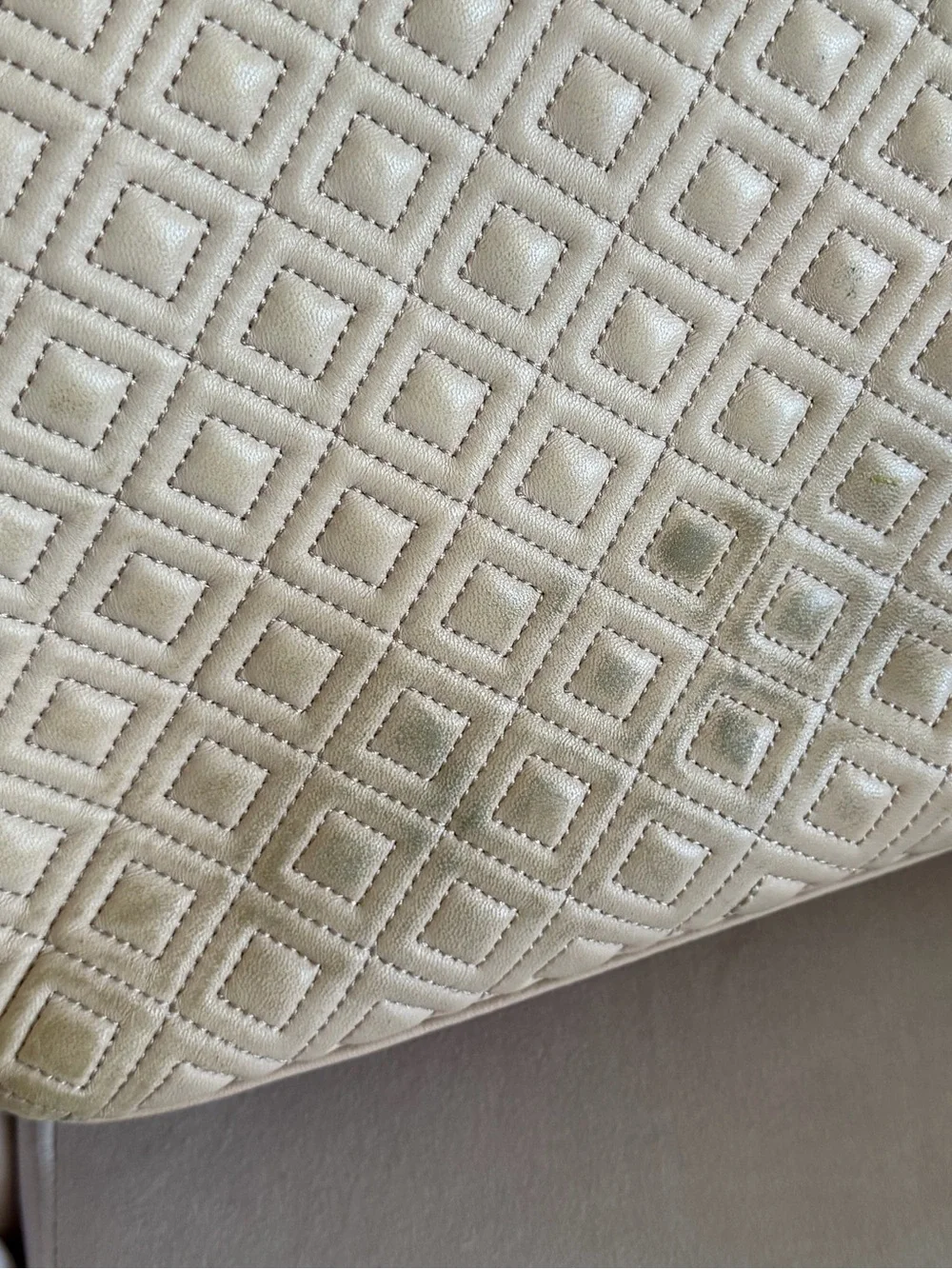 Tory Burch Marion Beige Quilted Leather Tote